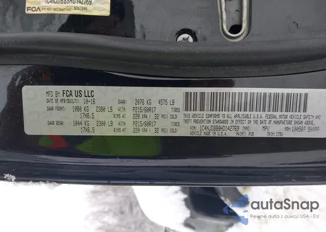 2017 Jeep Compass Sport 4X4 z USA, uszkodzony, nr VIN 1C4NJDBB8HD142769